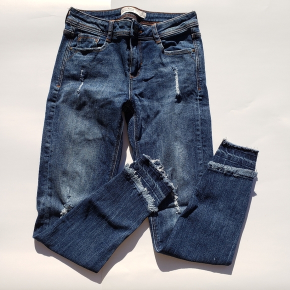 Zara Basic Z1975 fray hem jeans size 2 - Picture 1 of 9